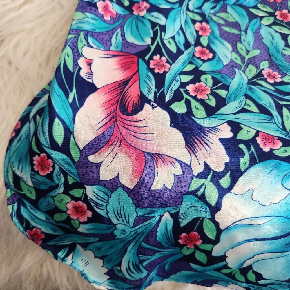 VTG California Dynasty Floral Satin Sleeveless Short Nightgown Size MEDIUM - Picture 9 of 12